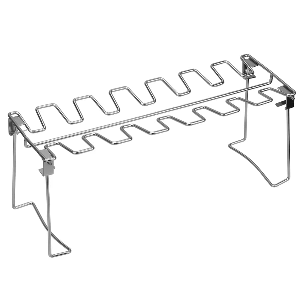 BBQ Beef Chicken Leg Wing Grill Rack 14 Slots Stainless Steel BBQ Drumsticks Holder Smoker Oven Roaster Stand Roast Barbecue Rib